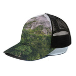 High Mountain Print Black Mesh Trucker Cap
