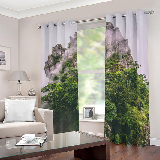 High Mountain Print Blackout Grommet Curtains