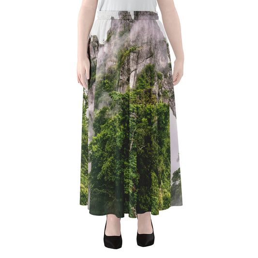 High Mountain Print Chiffon Maxi Skirt