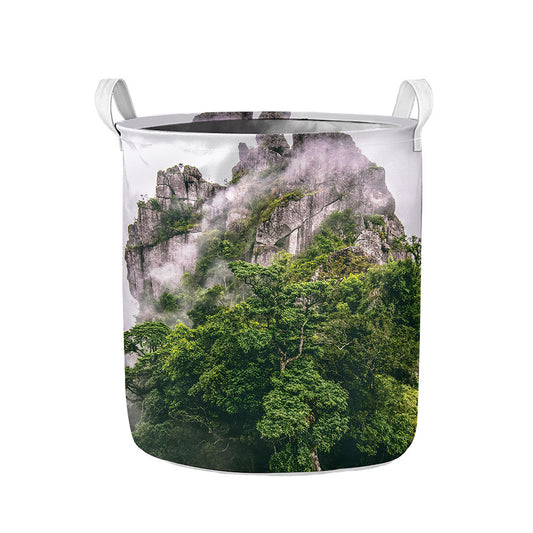 High Mountain Print Collapsible Laundry Basket