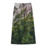 High Mountain Print Cotton Front Slit Maxi Skirt