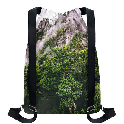 High Mountain Print Drawstring Backpack
