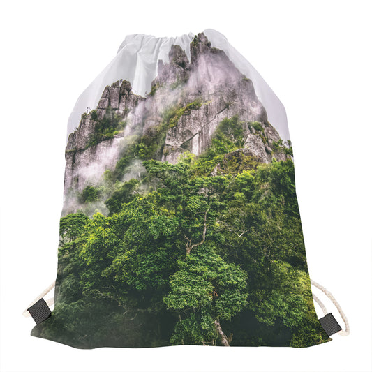 High Mountain Print Drawstring Bag