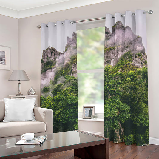 High Mountain Print Grommet Curtains