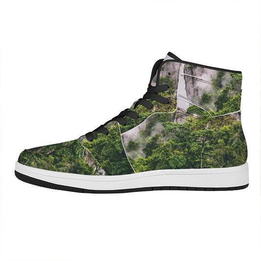 High Mountain Print High Top Leather Sneakers