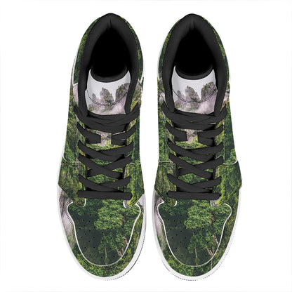 High Mountain Print High Top Leather Sneakers