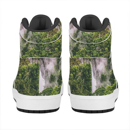 High Mountain Print High Top Leather Sneakers
