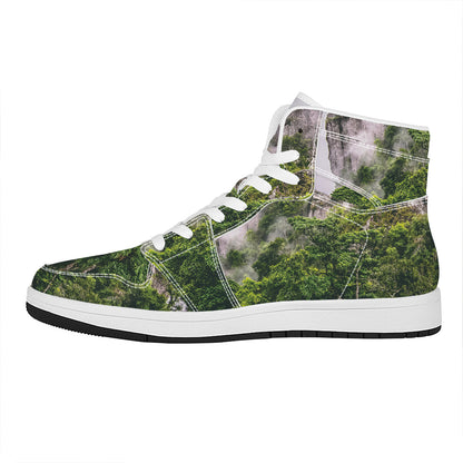 High Mountain Print High Top Leather Sneakers