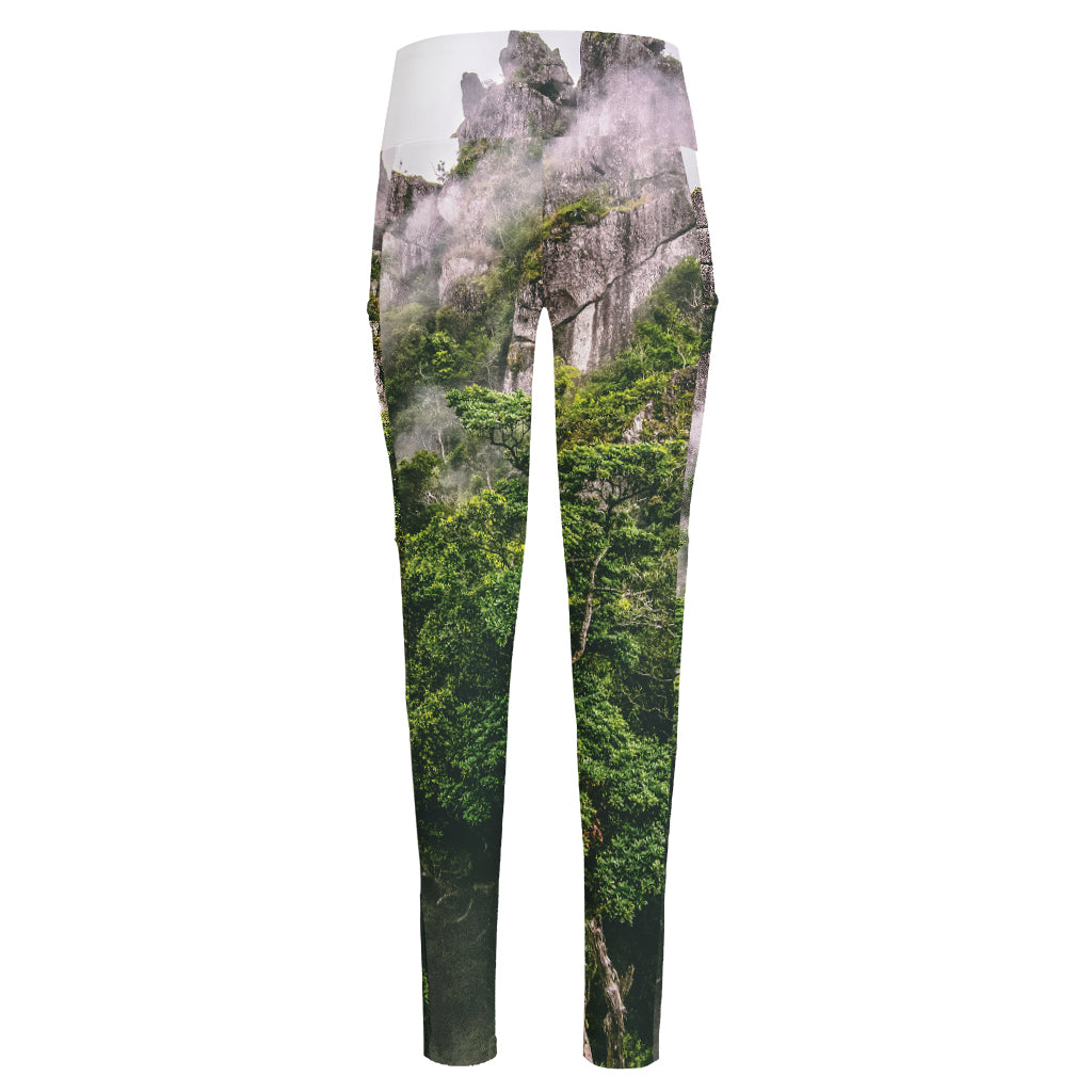 High Mountain Print High-Waisted Pocket Leggings