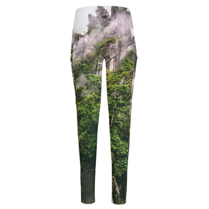 High Mountain Print High-Waisted Pocket Leggings