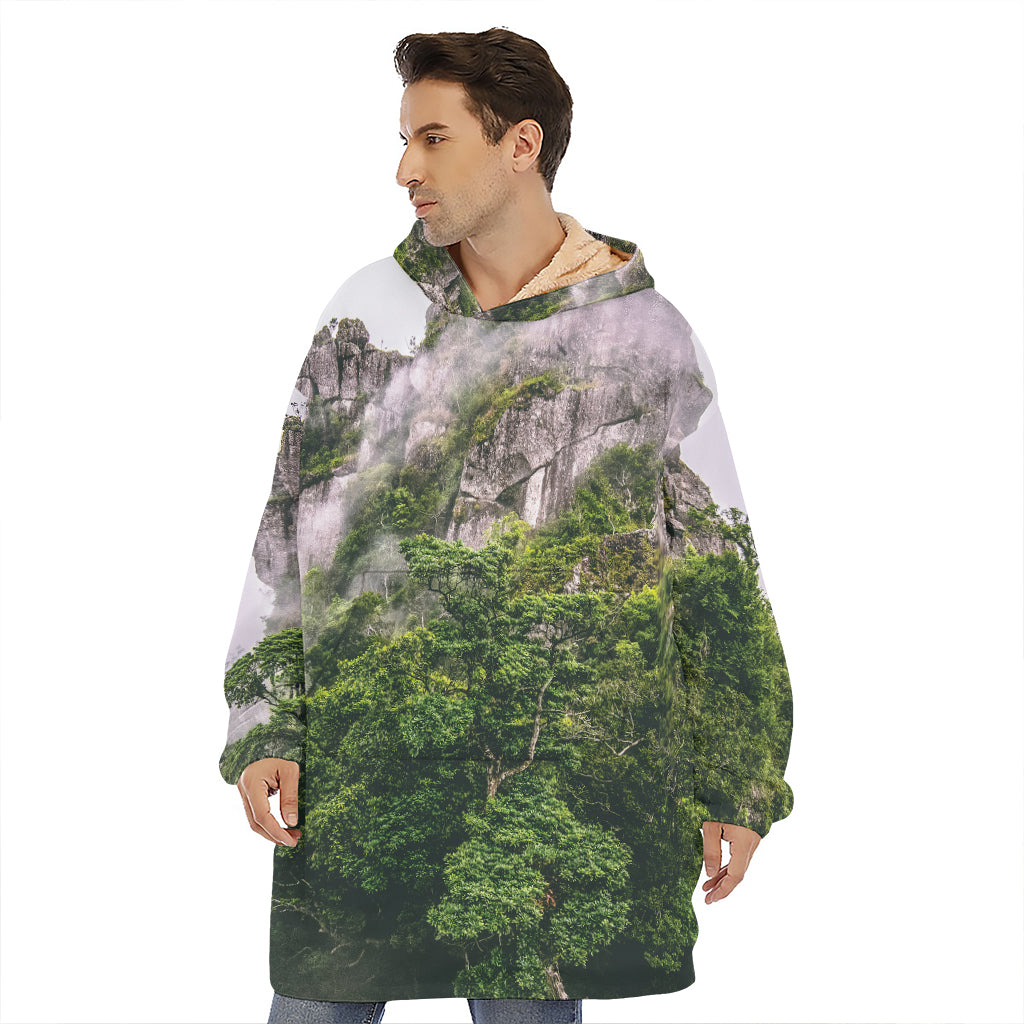 High Mountain Print Hoodie Blanket
