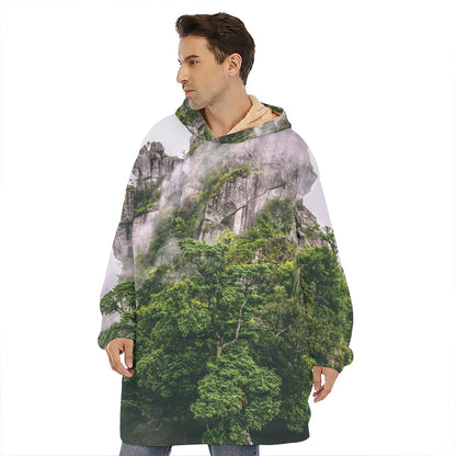 High Mountain Print Hoodie Blanket