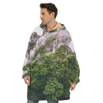 High Mountain Print Hoodie Blanket