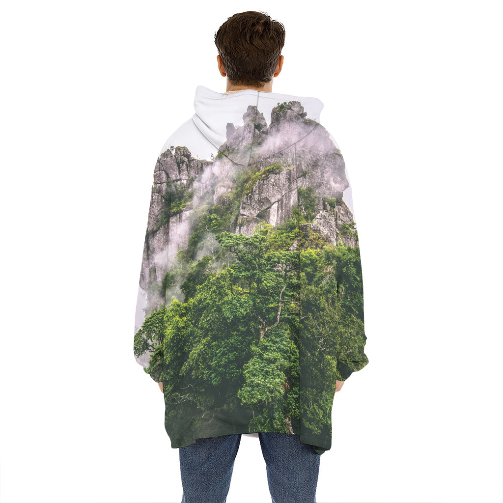 High Mountain Print Hoodie Blanket