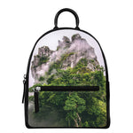 High Mountain Print Leather Backpack