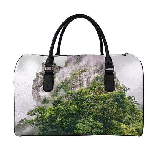 High Mountain Print Leather Duffle Bag