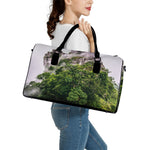 High Mountain Print Leather Duffle Bag