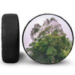 High Mountain Print Leather Spare Tire Cover