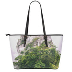High Mountain Print Leather Tote Bag