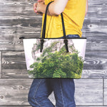 High Mountain Print Leather Tote Bag