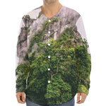 High Mountain Print Long Sleeve Baseball Jersey