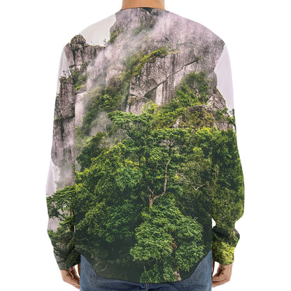 High Mountain Print Long Sleeve Baseball Jersey