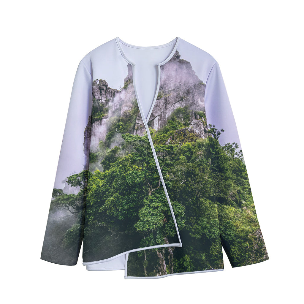 High Mountain Print Long Sleeve Short Coat