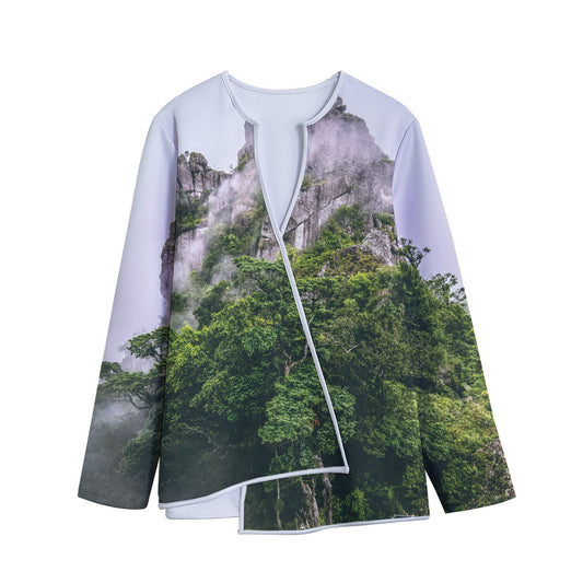 High Mountain Print Long Sleeve Short Coat