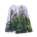 High Mountain Print Long Sleeve Short Coat