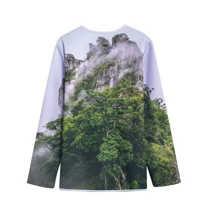 High Mountain Print Long Sleeve Short Coat