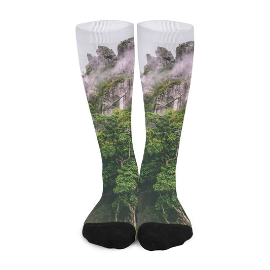 High Mountain Print Long Socks