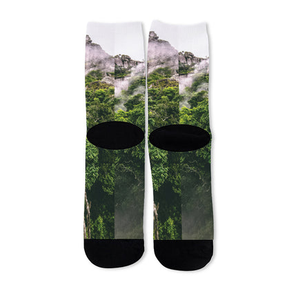 High Mountain Print Long Socks
