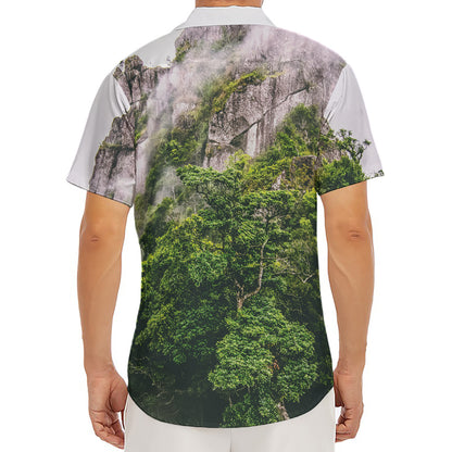 High Mountain Print Men's Deep V-Neck Shirt