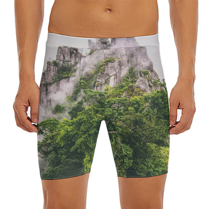 High Mountain Print Men's Long Boxer Briefs