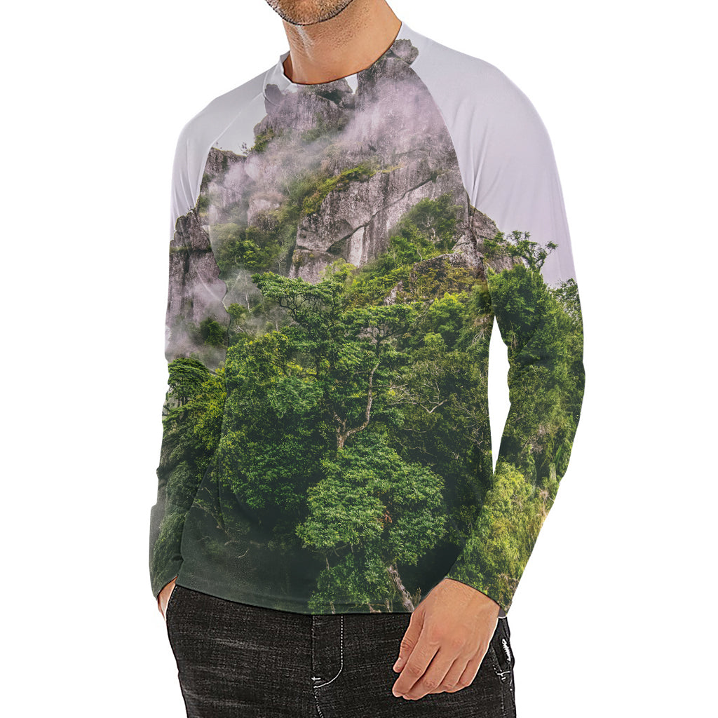 High Mountain Print Men's Long Sleeve Rash Guard