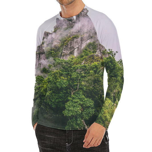 High Mountain Print Men's Long Sleeve Rash Guard