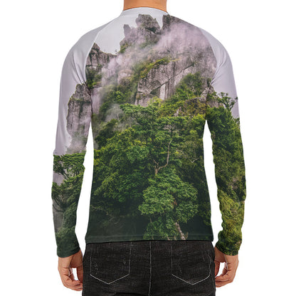 High Mountain Print Men's Long Sleeve Rash Guard