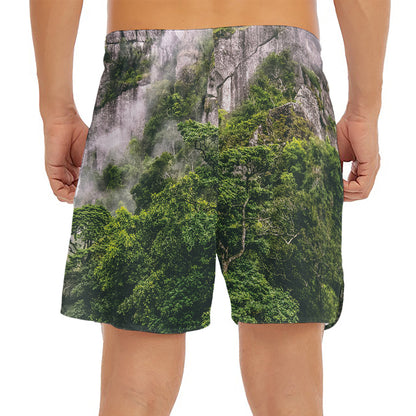 High Mountain Print Men's Split Running Shorts