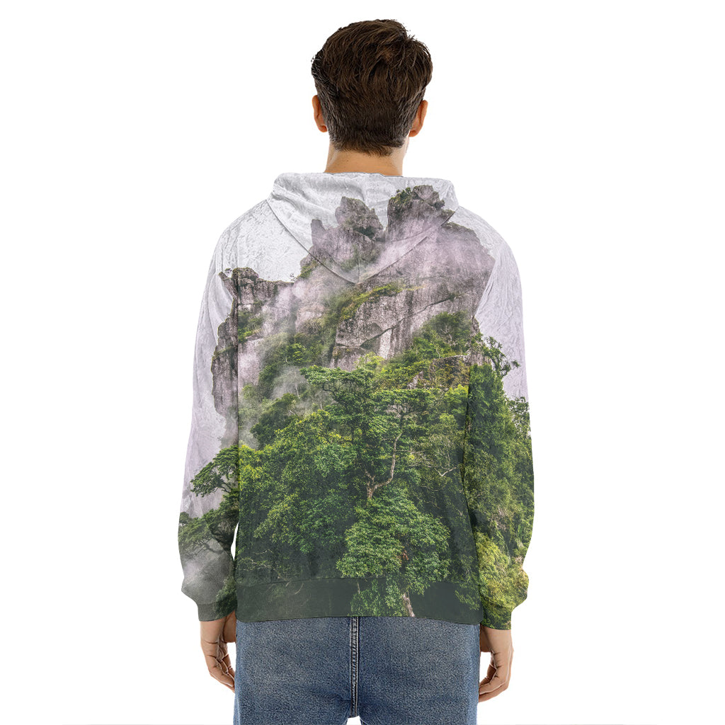 High Mountain Print Men's Velvet Pullover Hoodie