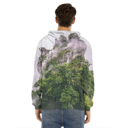 High Mountain Print Men's Velvet Pullover Hoodie