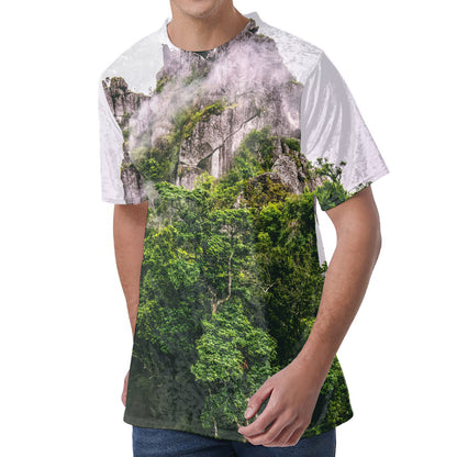 High Mountain Print Men's Velvet T-Shirt