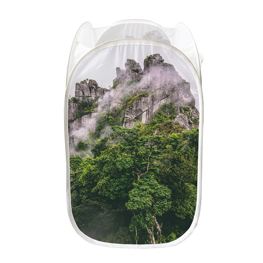 High Mountain Print Mesh Laundry Hamper