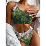 High Mountain Print One Shoulder Bikini Top