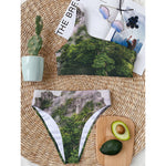High Mountain Print One Shoulder Bikini Top