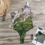 High Mountain Print One Shoulder Bodysuit