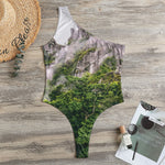 High Mountain Print One Shoulder Bodysuit