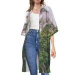 High Mountain Print Open Front Beach Cover Up