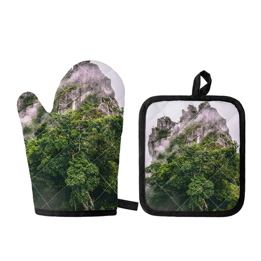 High Mountain Print Oven Mitt And Pot Holder Set