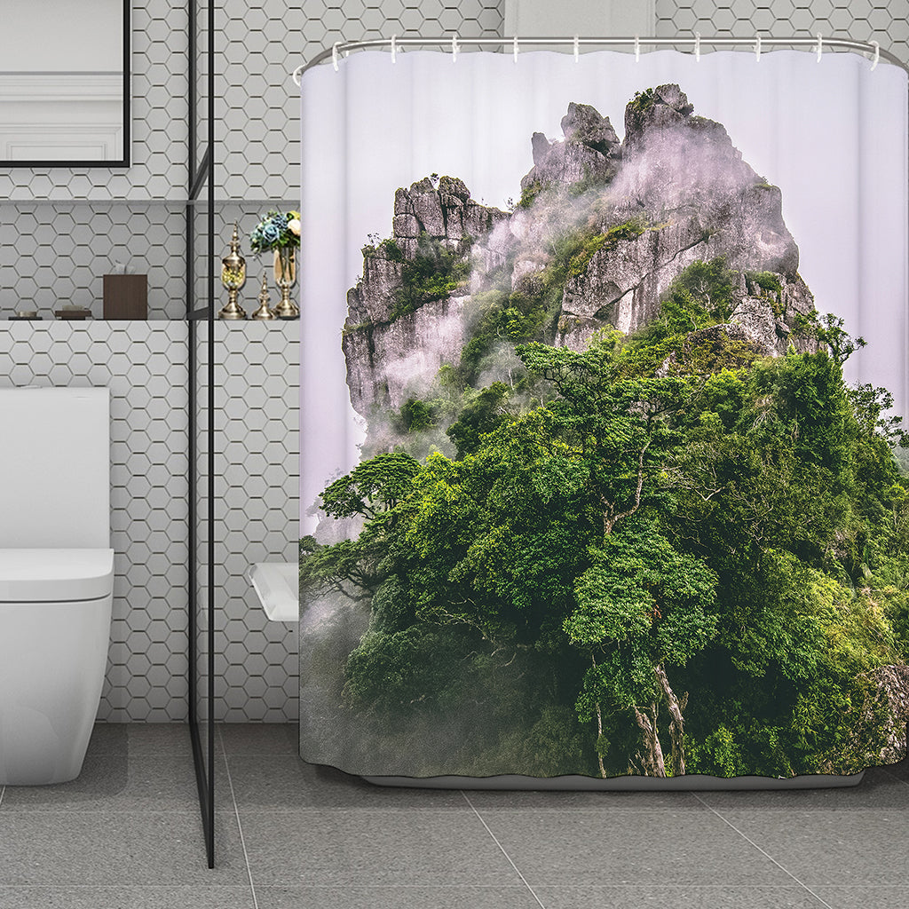 High Mountain Print Polyester Shower Curtain