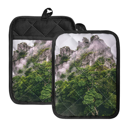 High Mountain Print Pot Holders With Pocket